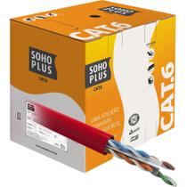 Caixa Com 305 Metros Cabo De Rede Cat6 Sohoplus Vermelho Utp