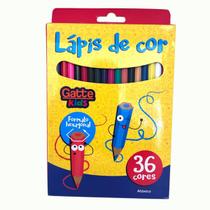 Caixa com 36 Lápis de Cor Hexagonal Gatte para Crianças e Artistas Caixa com 36 Lápis de Cor Hexagonal Gatte para Crianças e Artistas
