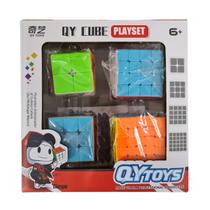 Caixa com 4 Cubos Mágicos Kit QuebraCabeça 2x2, 3x3, 4x4 e 5x5 Stickerless