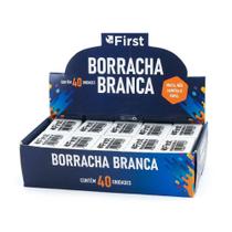 Caixa com 40 Borrachas Escolares Médias Brancas Macias Não Mancha Papel Uso Escolar Escritório