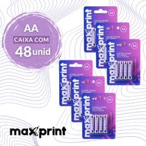 Caixa com 48 Pilhas Zinco AA Pequena 1,5V Maxprint