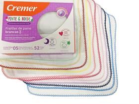 Caixa com 5 fralda pinte e borde cremer 70x70cm com crochê