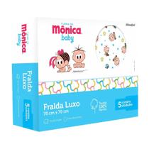 Caixa Com 5 Fralda Turma Da Mônica 70x70cm 100% Algodão