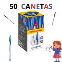 Caixa com 50 canetas Compactor Economic 1mm Azul Preta Vermelha Caixa com 50 canetas Compactor Economic 1mm Azul Preta Vermelha
