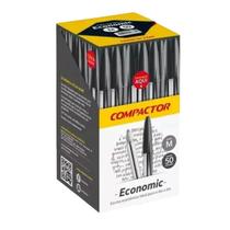 Caixa Com 50 Canetas Esferográfica 1.0mm Preta Compactor Transparente Caixa Com 50 Canetas Esferográfica 1.0mm Preta Compactor Transparente