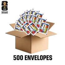 Caixa com 500 envelopes com 7 figurinhas copa do mundo 2026