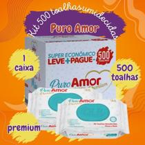Caixa com 500 lenços/toalha umedecida puro amor premium c/50 Caixa com 500 lenços/toalha umedecida puro amor premium c/50