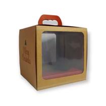 Caixa Com Alça E Visor De Panetone Kraft Natal Feliz Un - Ideia