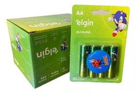 Caixa com Pilhas AA 1,5V Alcalina Elgin 10 Cartelas com 04 UN total 40 pilhas