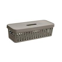 Caixa Com Tampa Empilhável 3,6 Litros Organizador Design Moderno Armário Versátil Lavanderia Multiuso Caixa Com Tampa Empilhável 3,6 Litros Organizador Design Moderno Armário Versátil Lavanderia Multiuso
