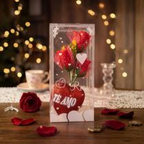 Caixa Com Três Rosas Coração Te Amo Namorados E Dia Das Mães