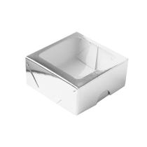 Caixa com Visor S16 (7cm x 7cm x 3cm) Prata 10 unidades Assk Rizzo Embalagens