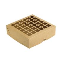 Caixa com Visor Vazada S3 (14cm x 14cm x 4cm) Kraft 10 unidades Assk Rizzo Embalagens