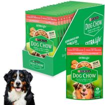 Caixa Combo Com 15 Unidades Ração Úmida Sachê Dog Chow Para Cães Adultos Todos Os Tamanhos Sabor Frango Ao Molho 100g