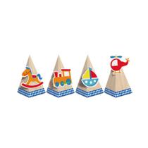 Caixa Cone com Aplique - Festa Fábrica de Brinquedos - 08 unidades - Cromus - Rizzo Festas