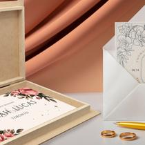 Caixa Convite em MDF Grande Lisa Padrinhos Casamento 30x20x3