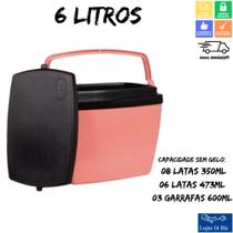 Caixa Cooler Térmica 6 Litros Pêssego Com Alça Mor