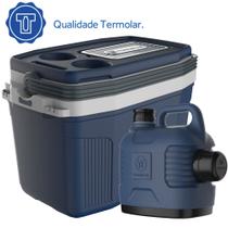 Caixa Cooler Térmico Azul 20L Cabe 26 Lata + Garrafão 5L Quente Frio Termolar