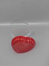 Caixa Coração 16x14x2,6cm Vermelha Com Tampa Transparente