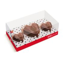 Caixa Coração Lapidado para 3 Corações 200/18/18 g Tanto Amor - 6 Unidades - Cromus - Rizzo Caixa Coração Lapidado para 3 Corações 200/18/18 g Tanto Amor - 6 Unidades - Cromus - Rizzo