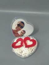 Caixa Coração Transparente + 2 Porta-guardanapos E 1 Quadro personalizado em MDF Caixa Coração Transparente + 2 Porta-guardanapos E 1 Quadro personalizado em MDF