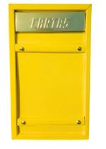 Caixa correio carta portão correspondência aço grande grade/ embutir em parede ou muro AMARELA Caixa correio carta portão correspondência aço grande grade/ embutir em parede ou muro AMARELA