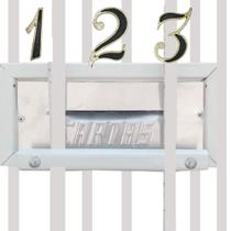 Caixa Correio Carta portão Grade/Embutir Muro branca+3 Números PL Colonial