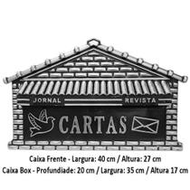 Caixa Correio Casinha Grande Preta/Prata Chapa/PVC Embutir - Real Caixa Correio Casinha Grande Preta/Prata Chapa/PVC Embutir - Real