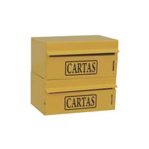 Caixa Correio Condomínio Frontal Para Muro Amarela 2 Módulos