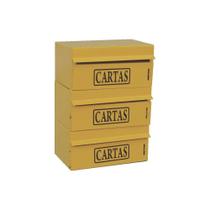 Caixa Correio Condomínio Frontal Para Muro Amarela 3 Módulos