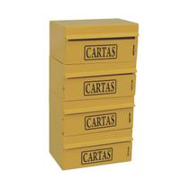 Caixa Correio Condomínio Frontal Para Muro Amarela 4 Módulos