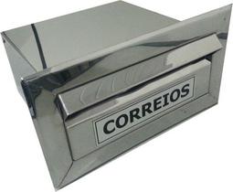 Caixa Correio Inox Aba Acabamento Muro 15cm Prof+02 Num 15cm Caixa Correio Inox Aba Acabamento Muro 15cm Prof+02 Num 15cm
