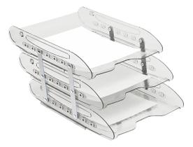 Caixa Correspondência Articulada Tripla Para Organizar Folhas Tansparente