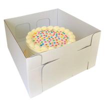 Caixa Cubo Com Tampa Para Bolos Tortas 26,5x26,5x15cm Branca