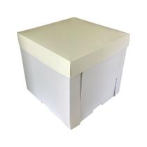 Caixa Cubo Quadrada Com Tampa Para Bolos Altos 25x25x25cm Branca