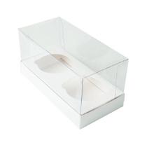 Caixa Cupcake com Tampa Transparente 2 Cavidades (17cm x 9cm x 8,5cm) Branca 10 unidades Assk