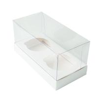 Caixa Cupcake com Tampa Transparente 2 Cavidades (17cm x 9cm x 8,5cm) Branca 10 unidades Assk Caixa Cupcake com Tampa Transparente 2 Cavidades (17cm x 9cm x 8,5cm) Branca 10 unidades Assk
