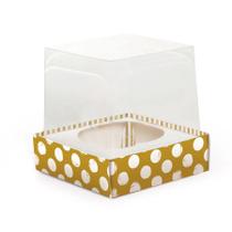 Caixa CupCake Com Tampa Transparente Com 1 Cavidade - (9 x 9 x 9 cm) Shine - 6 unidades - Cromus - Rizzo