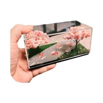 Caixa De Acrílico Com Cenário De Flor De Cerejeira, Mini Suporte Para Ornamentos, Decoração Para Caixa De Acrílico Com Cenário De Flor De Cerejeira, Mini Suporte Para Ornamentos, Decoração Para