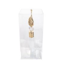 Caixa de Acrílico Decorativa Com Pedra Selenita e Quartzo Rolado Branco e Dourado M Caixa de Acrílico Decorativa Com Pedra Selenita e Quartzo Rolado Branco e Dourado M