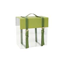 Caixa de acrílico transparente com alça de material sintético 20x20,5x10cm