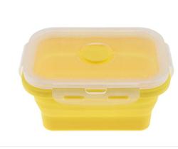 Caixa de almoço de silicone recipiente de comida dobrável tigela portátil tigela 800ML Bento Box Eco Friendly Lancheiras (Amarelo)