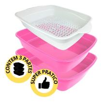 Caixa de Areia Bandeja Higiênica Com Peneira Para Gatos Furba Cat Clean Four Plast