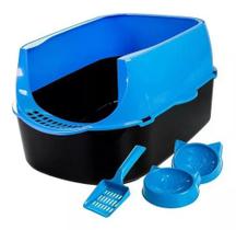 Caixa De Areia Banheiro Gato Sanitário Furba Grande Sandbox Cor Azul