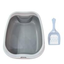 Caixa de Areia Banheiro Higiênica Bandeja Para Pets Gatos com Borda + 1 Pá Coletora Tamanho Grande