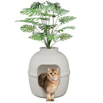 Caixa de areia escondida FansaFurn com planta falsa para gatos, cinza claro Caixa de areia escondida FansaFurn com planta falsa para gatos, cinza claro