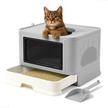 Caixa De Areia Fechada Banheiro Gato Grande Anti Odor Pá