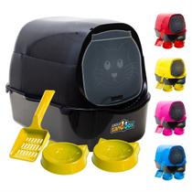 Caixa de Areia Gatos Extra Grande Banheiro Pet Fechado Kit Sanitário Bandeja Higiênica Furba Sandbox - Volaron Pet