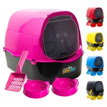 Caixa de Areia Gatos Extra Grande Banheiro Pet Fechado Kit Sanitário Bandeja Higiênica Furba Sandbox - Volaron Pet