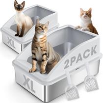 Caixa de Areia para Gatos AIPERRO 2 Unidades XL em Aço Inoxidável